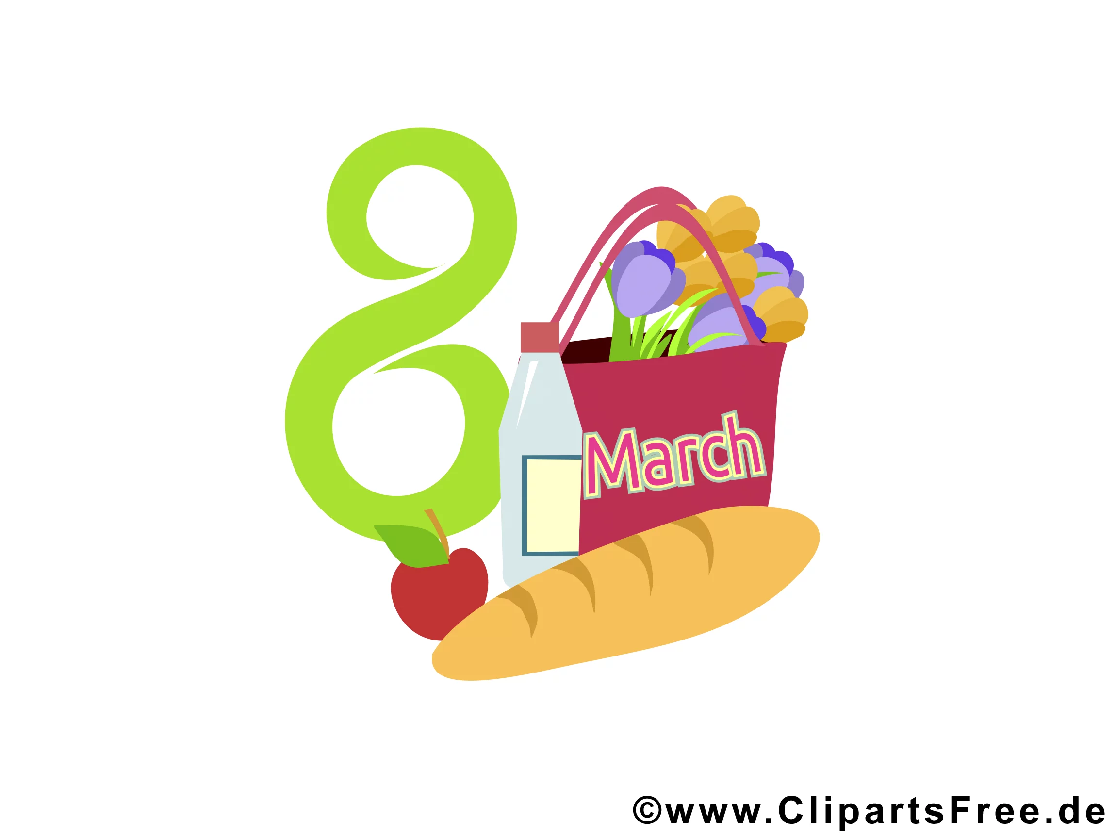 8 März Weltfrauentag Karte, Bild, Clipart, Illustration
