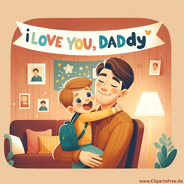 Ich liebe Papa Clipart, Grusskarte, Illustration