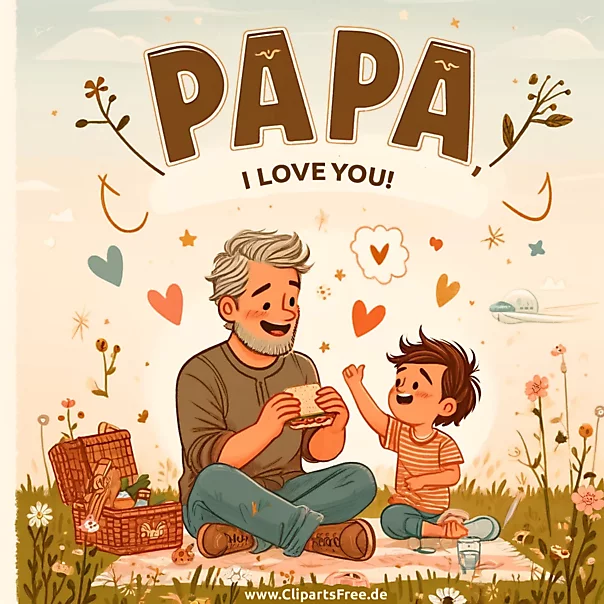 Papa, ich liebe Dich Glückwunschkarte auf Englisch