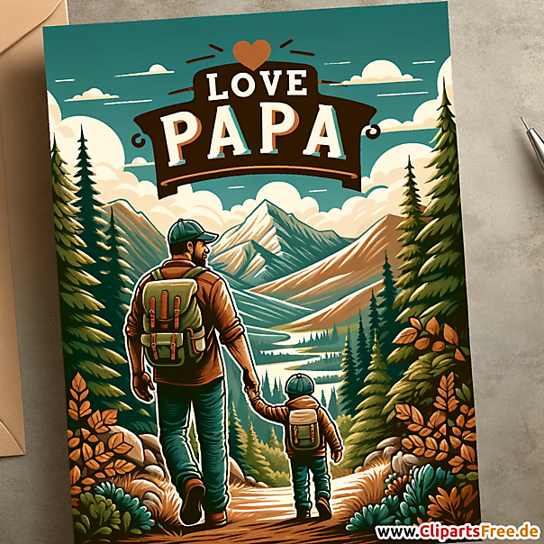 Vater und Sohn wandern im Wald Bild zum Vatertag