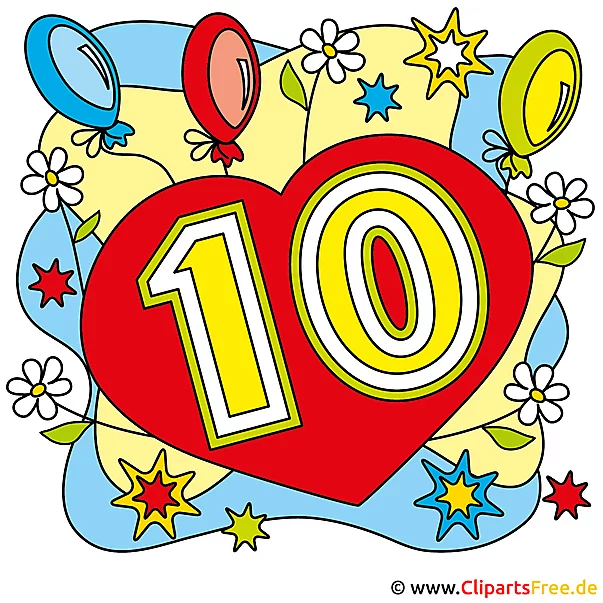 10 Jahre Geburtstag Bilder, Cliparts, Glückwunschkarten