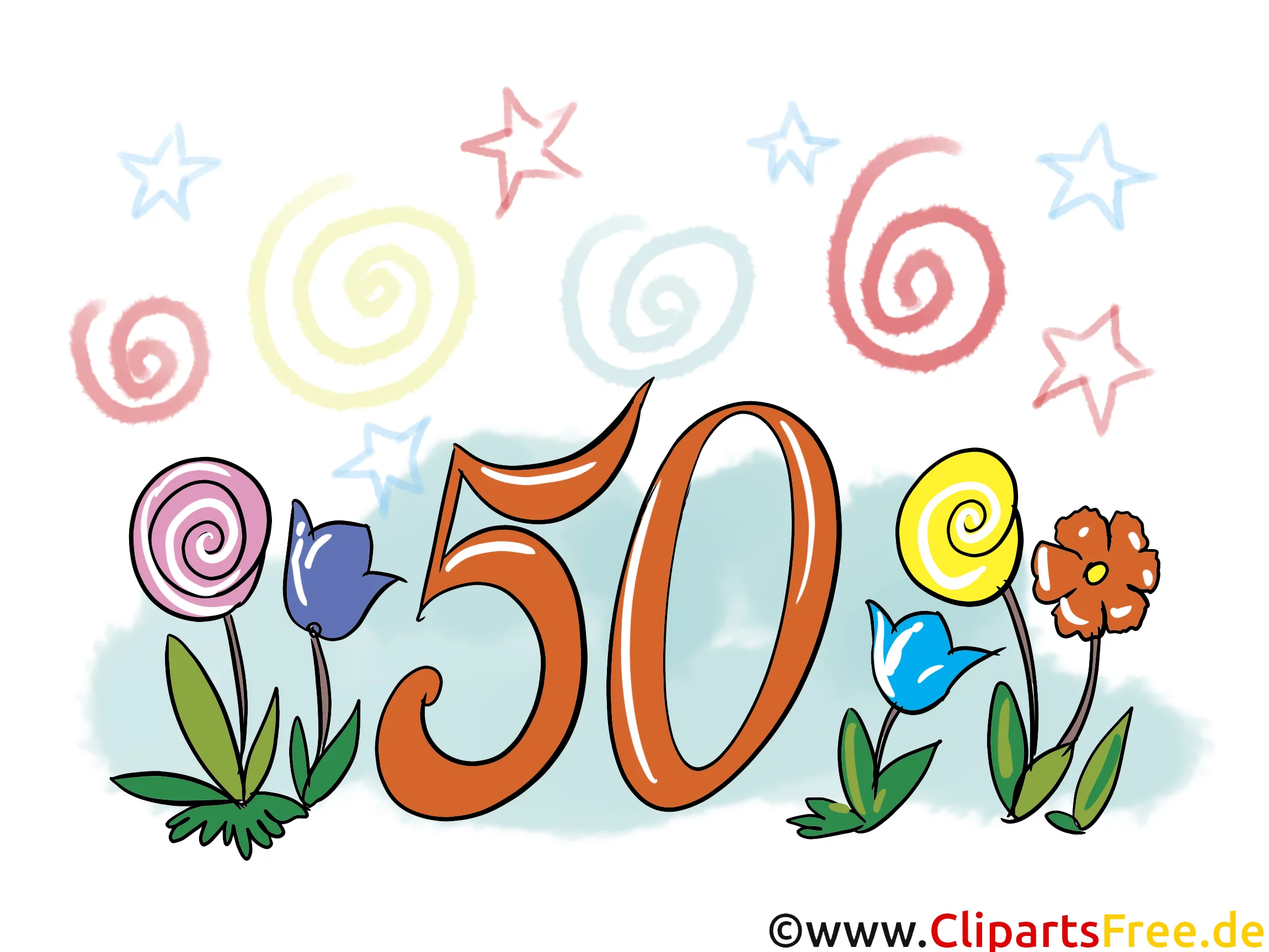 50 Jahre Jubiläum Grusskarte, Clipart, Bild, Gratulation kostenlos