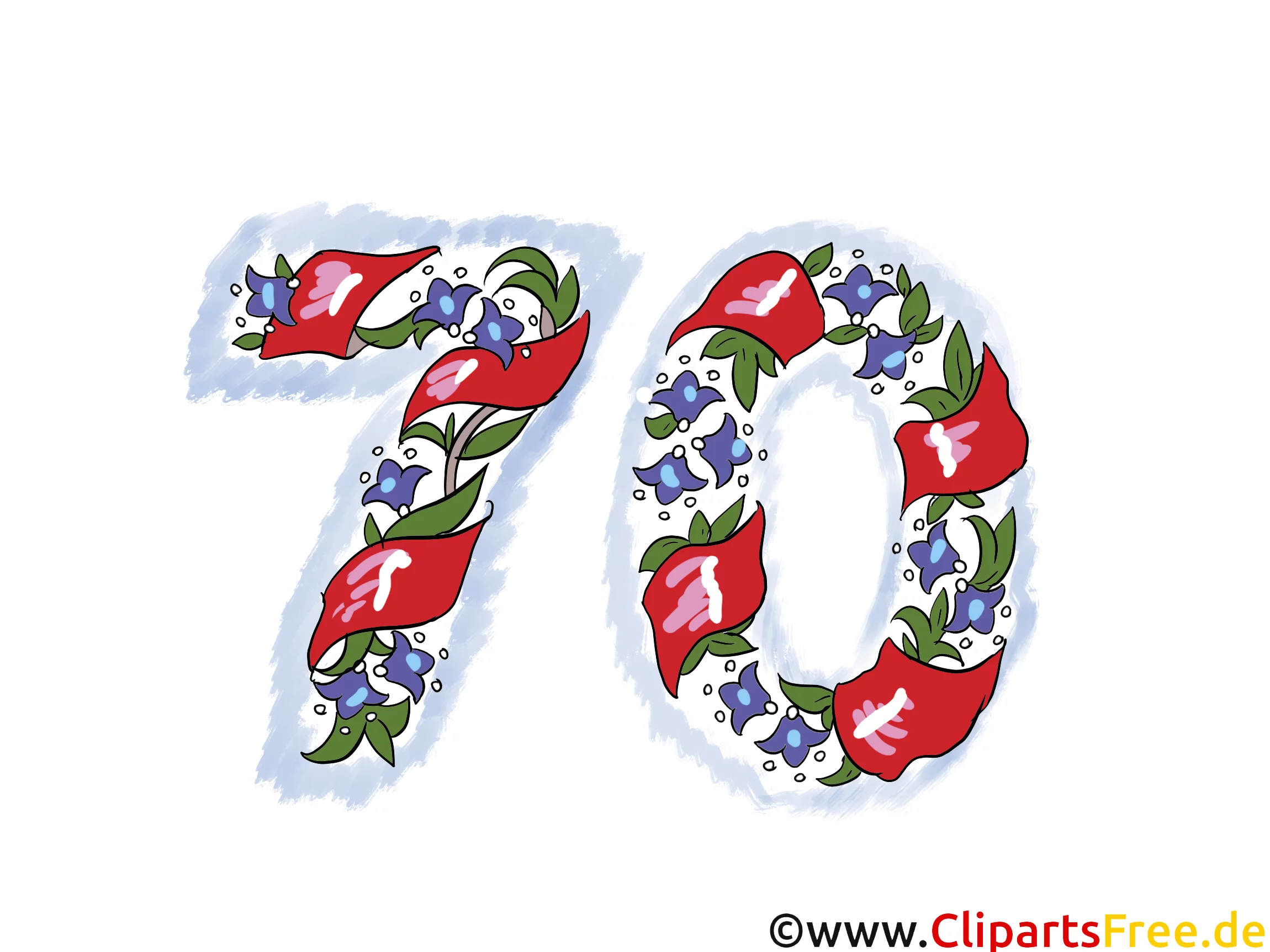 Geburtstag Wünsche 70 Jahre - Clipart Vorlage für Wunschkarte, Einladung, Danksagung