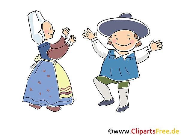 Dorffest mit Tanzen Cartoon, Clipart, Bild, Illustration