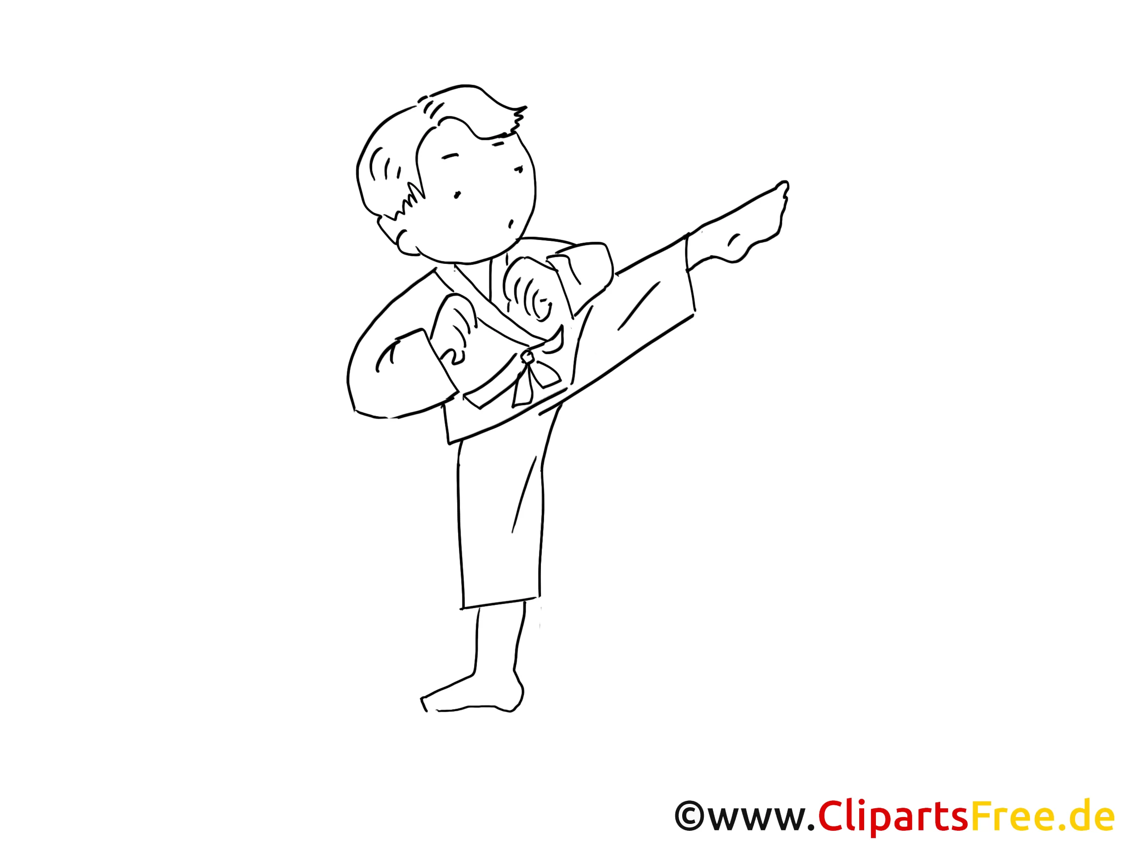 Judo, Kmpfsport Zeichnung schwarz-weiss, Bild, Clipart, Comic gratis
