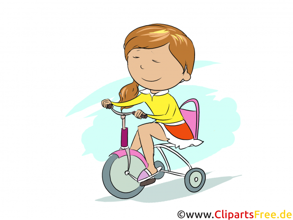 Mädchen fährt Fahrrad - Bilder zum Tagesablauf gür Schule