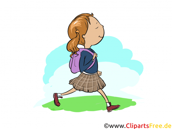 Mädchen geht in die Schule - Bilder Tagesablauf für Schule und KiTa