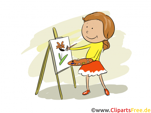 Mädchen malt im Kunstunterricht - Tagesablauf Bilder für Schule