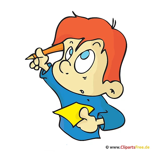 Schüler mit Zettel Clipart, Bild, Cartoon, Grafik, Illustration