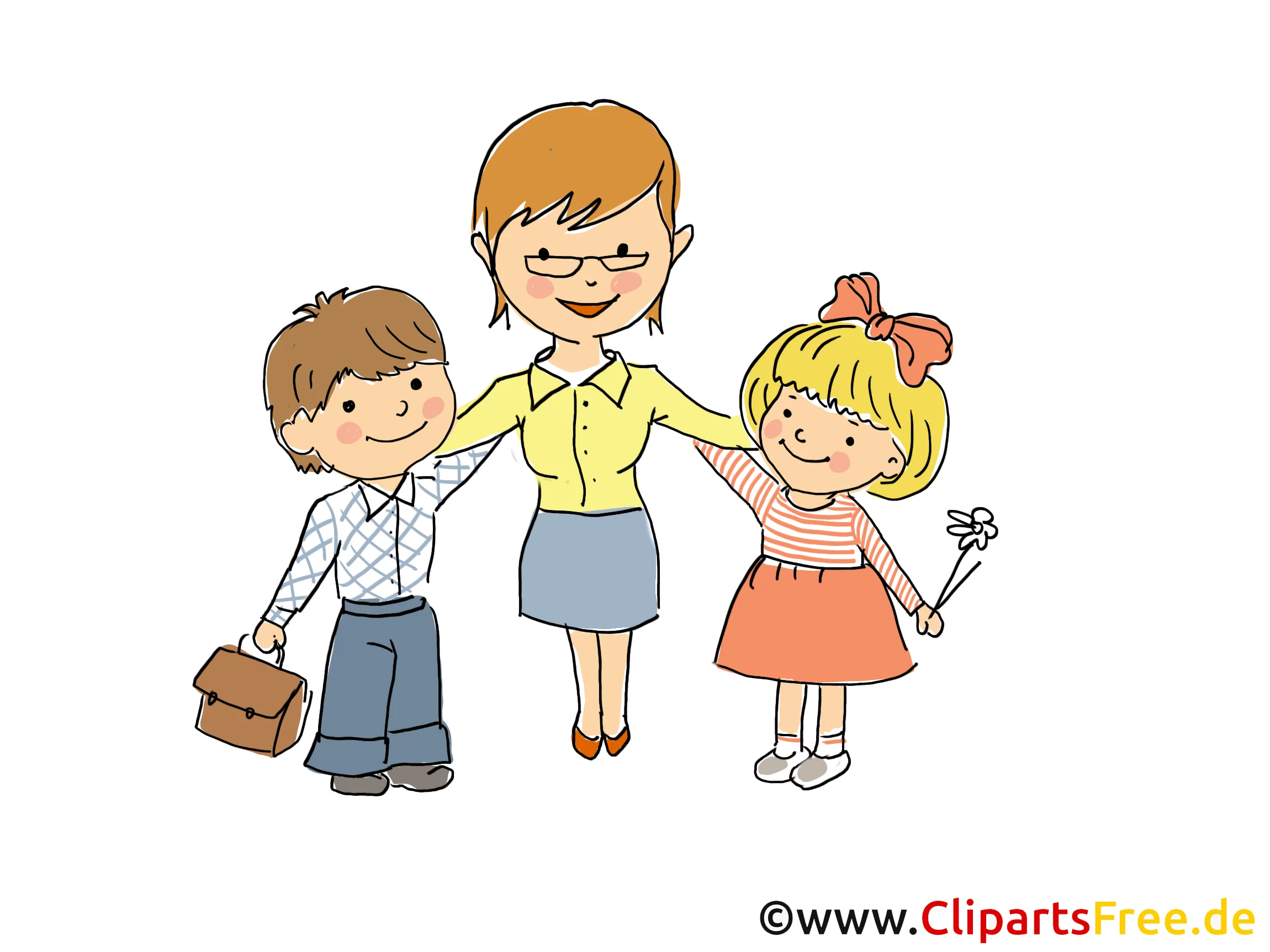 Erzieherin mit Kindern in KiGa Bild, Clipart, Cartoon, Grafik, Comic gratis