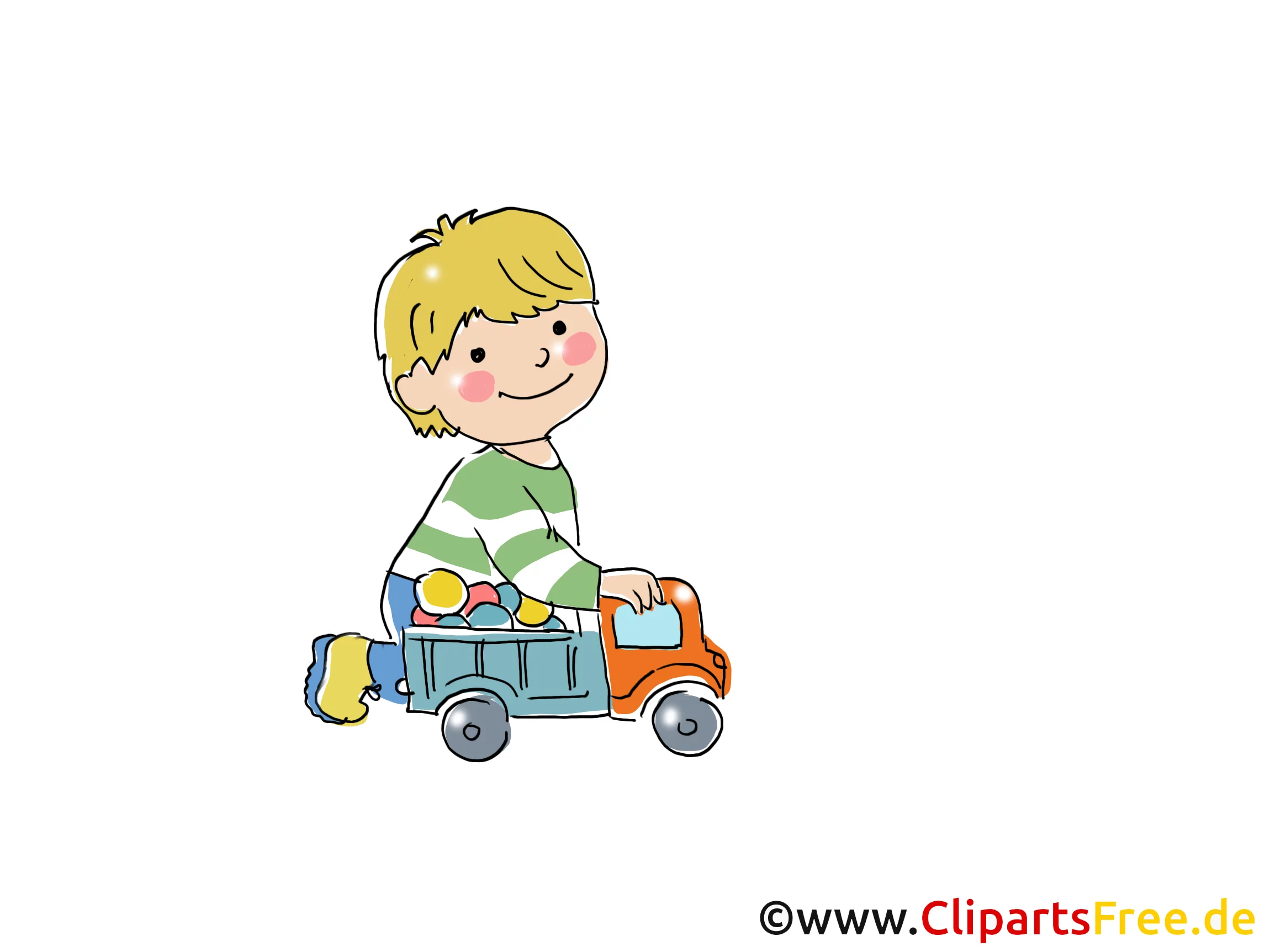 Junge spielt mit Auto Bild, Clipart, Cartoon, Comic gratis
