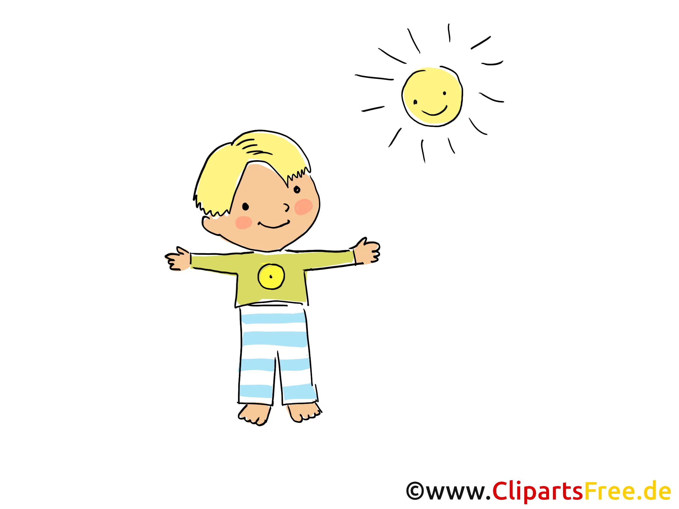Junge und Sonne Bild, Clipart, Cartoon, Grafik, Comic gratis