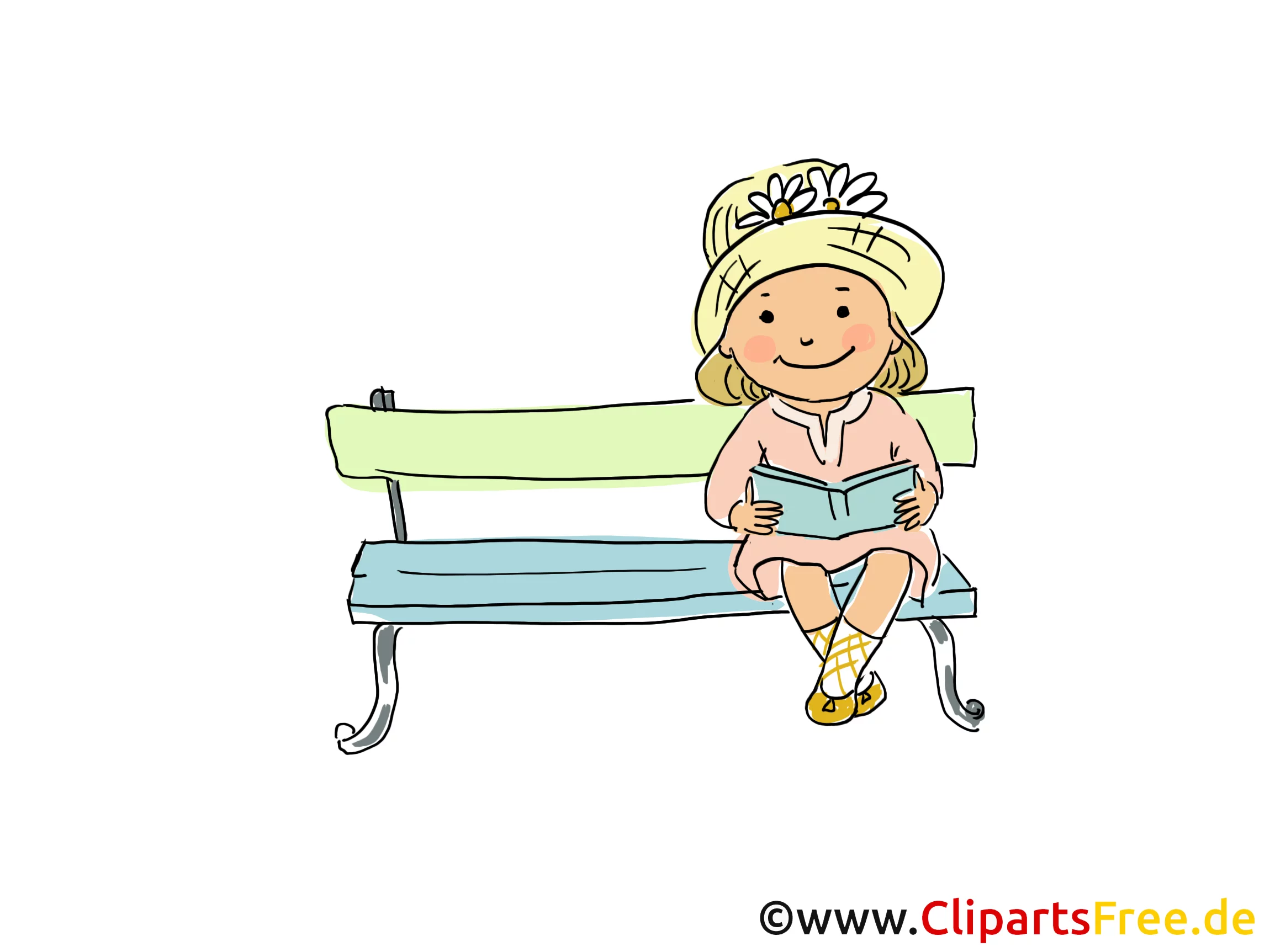 Kind liest ein Buch Bild, Clipart, Cartoon, Grafik, Comic gratis
