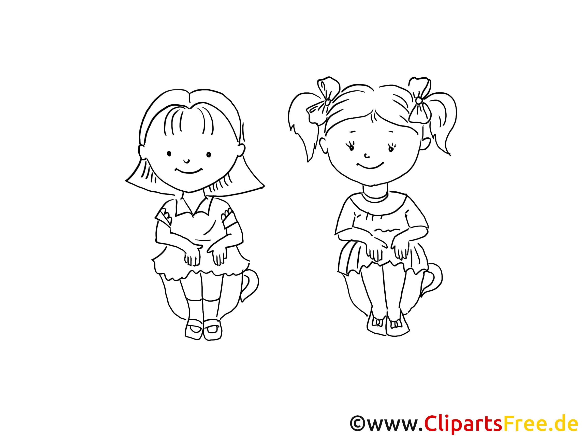 Kinder sitzen auf Toepfchen Zeichnung, Bild schwarz-weiss, Clipart, Comic, Cartoon kostenlos