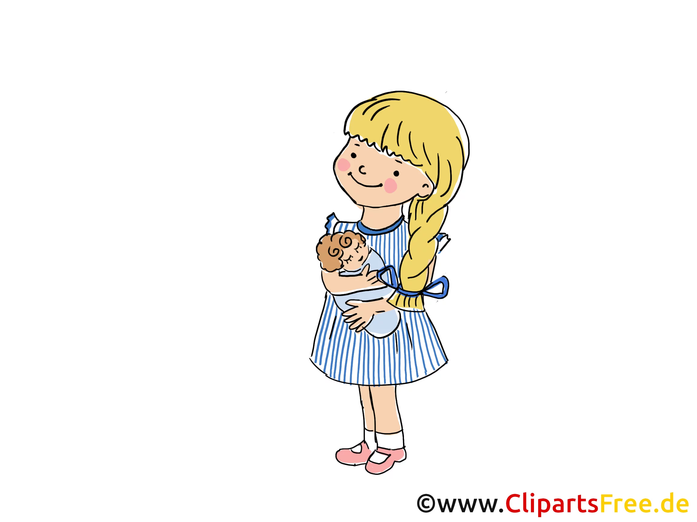 Kleines Mädchen in der Krippe Bild, Clipart, Cartoon, Grafik, Comic gratis