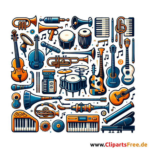 Musikinstrumente Clipart - Bilder zum Thema Kinderspielzeug