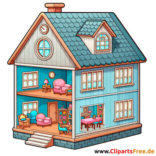 Puppenhaus Clipart - Bilder mit Kinderspielzeug