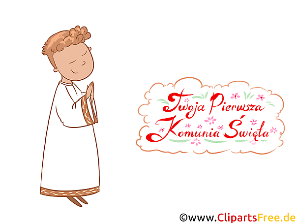 Betendes Kind Clipart, Bild, Illustration - Glückwünsche zur Kommunion auf Polnisch