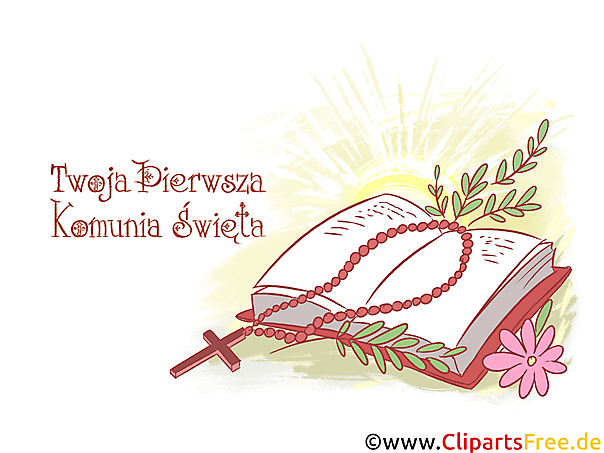 Bibel Clipart, Bild, Illustration - Erstkommunionglückwunsch auf Polnisch