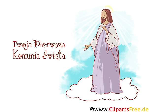 Christliches Bild, Clipart, Illustration - Glückwünsche zur Kommunion auf Polnisch