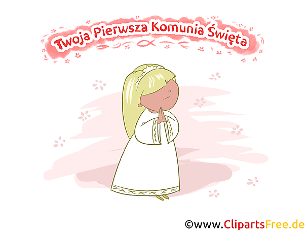 Glückwunsch zu Kommunion auf Polnisch Clipart, Bild, Illustration