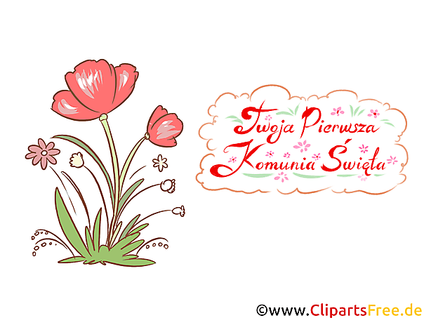 Mohn Clipart, Bild, Illustration - Glückwünsche zur Kommunion auf Polnisch