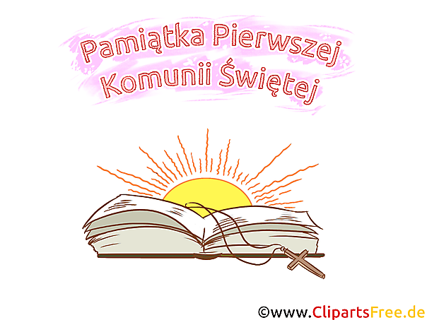 Schöne Karte zur Erstkommunion Clipart, Bild, Illustration