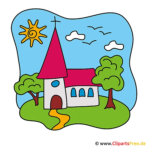 Kirche Clipart-Bild - Einladungskarten für Kommunion selbst gestalten