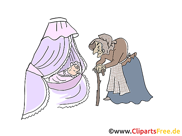 dornröschen und alte hexe bild illustration grafik