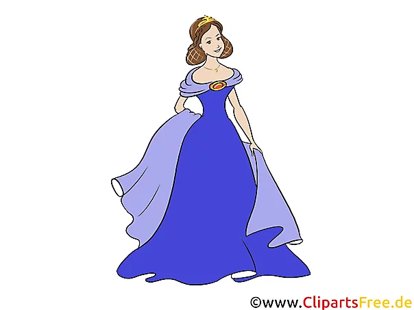Prinzessin im blauen Klein, jung, hübsch, Mädchen Bilder, Cliparts