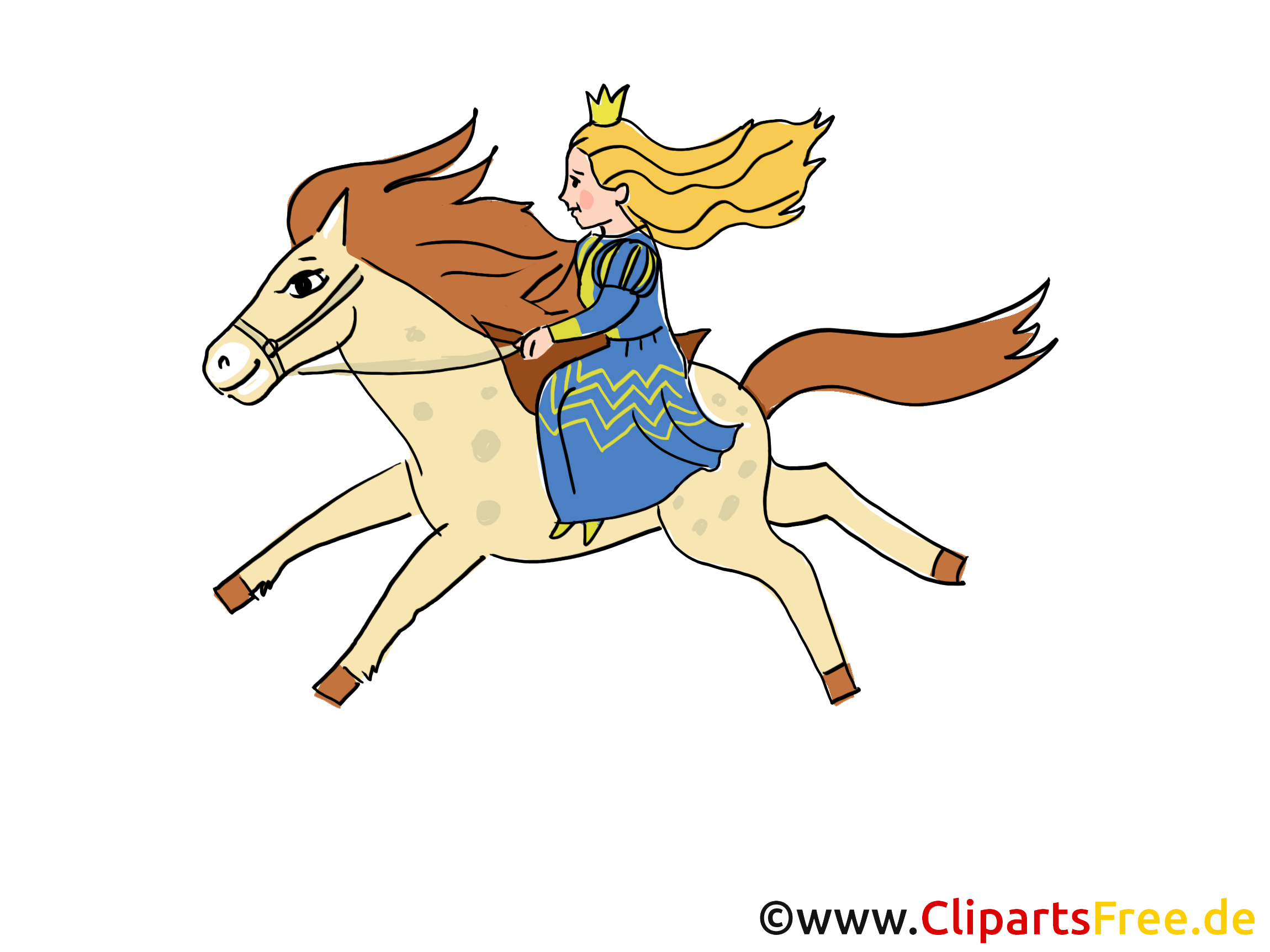 Prinses rijdt op het paard - afbeeldingen van sprookjesfiguren Prinses rijdt op het paard - afbeeldingen van sprookjesfiguren