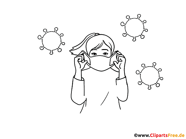 Coronavirus-Schutzmaske Bild schwarz-weiss zum Drucken