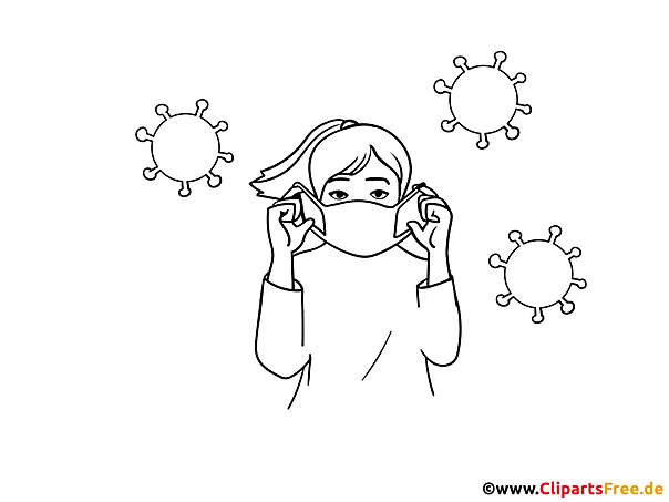 Coronavirus-Schutzmaske Bild schwarz-weiss zum Drucken