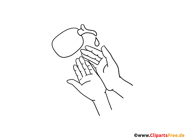 Hände sauber machen Bild zum Drucken in Schwarz-Weiss