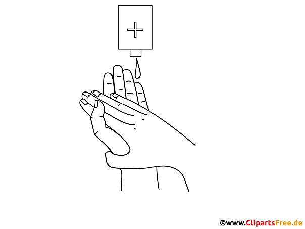 Hände unter dem Sanitizer Corona Bild zum Drucken