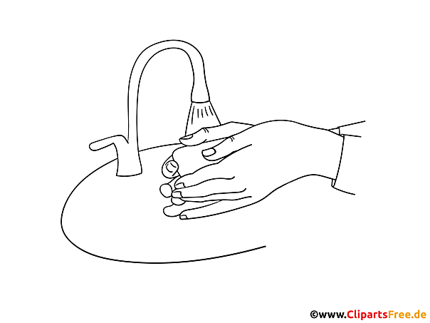 Hände waschen Bild schwarz-weiss zum Ausdrucken