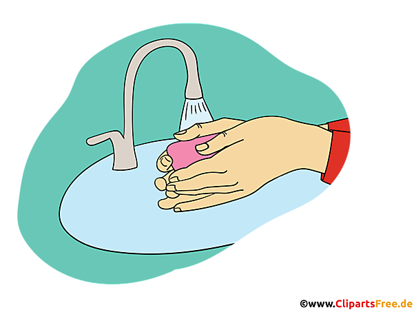 Händewaschen mit Wasser und Seife - Hygiene Bilder nd Illustrationen für Schule