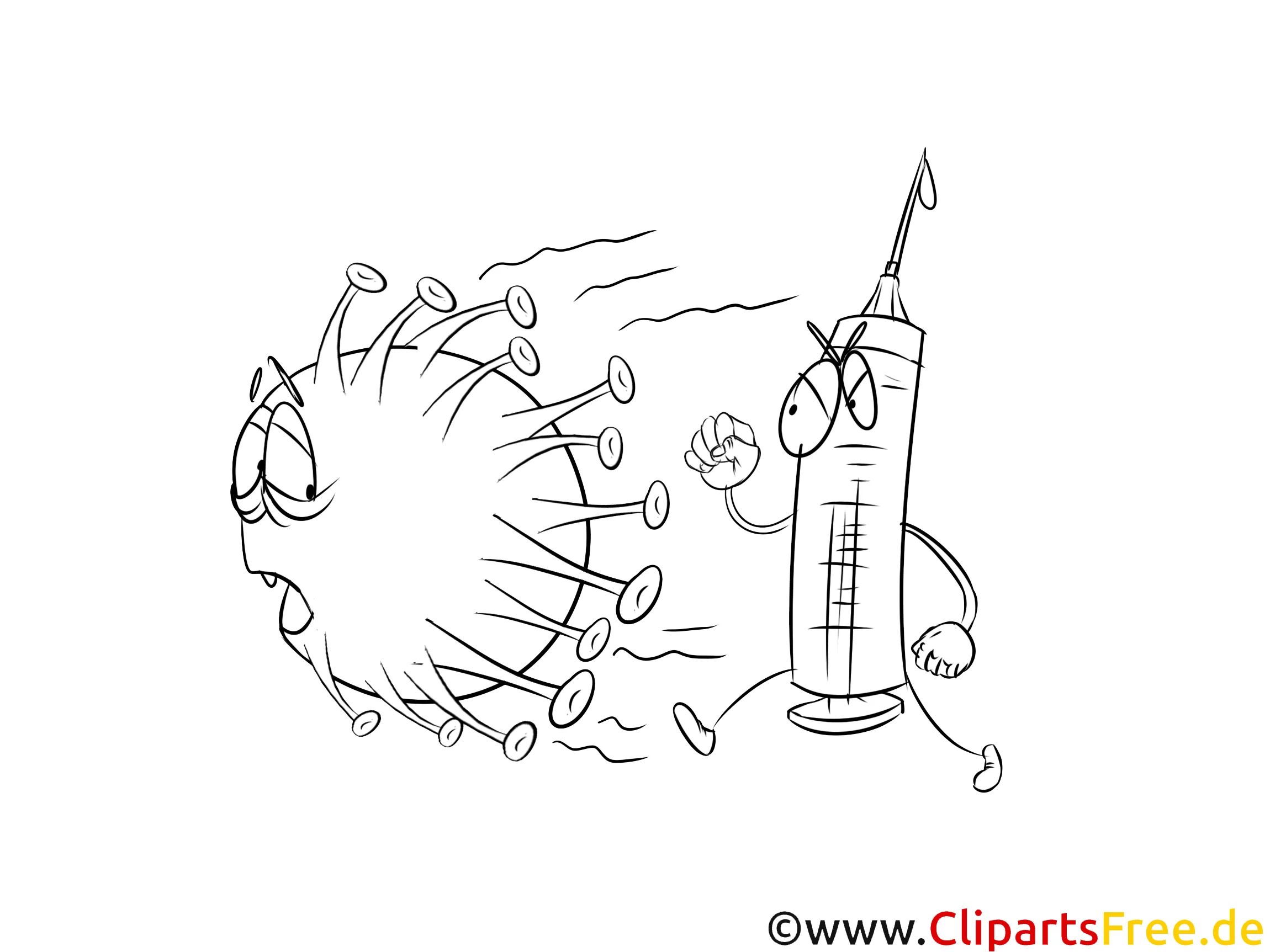 Impfung gegen Virus Clipart, Bild, Malvorlage