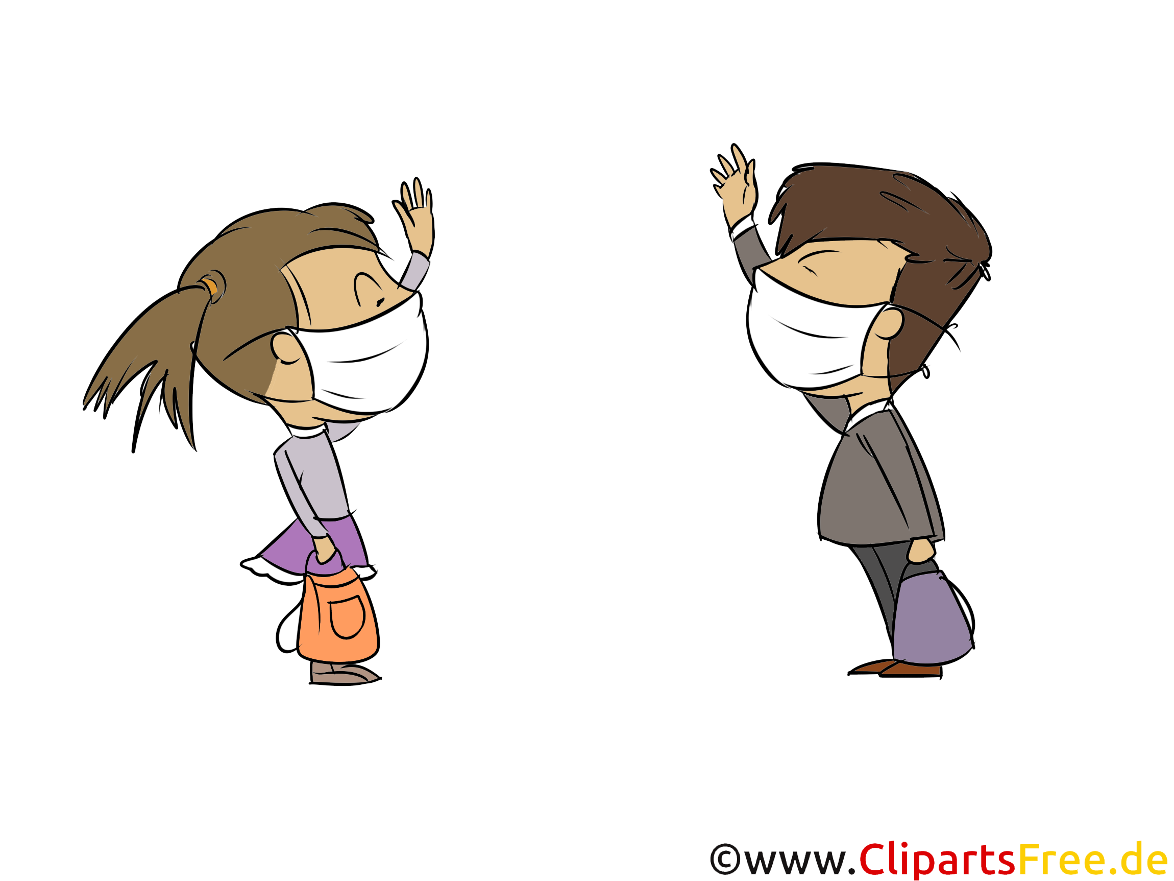 Kinder mit Schutzmasken in der Schule Bild, Clipart, Illustration Kinder mit Schutzmasken in der Schule Bild, Clipart, Illustration