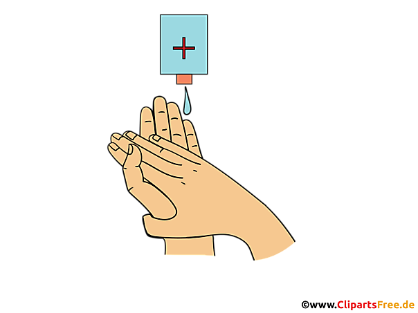 Sanitizer, Hände desinfizieren Clipart - Printmaterialien zum Coronavirus