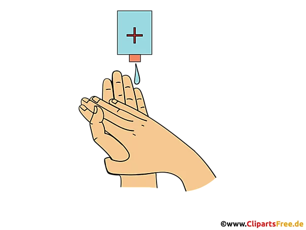Sanitizer, Hände desinfizieren Clipart - Printmaterialien zum Coronavirus