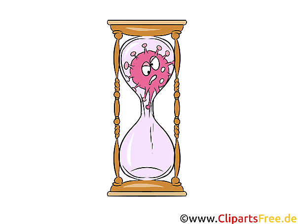 Virus in Sanduhr Clipart, Bild, Comic