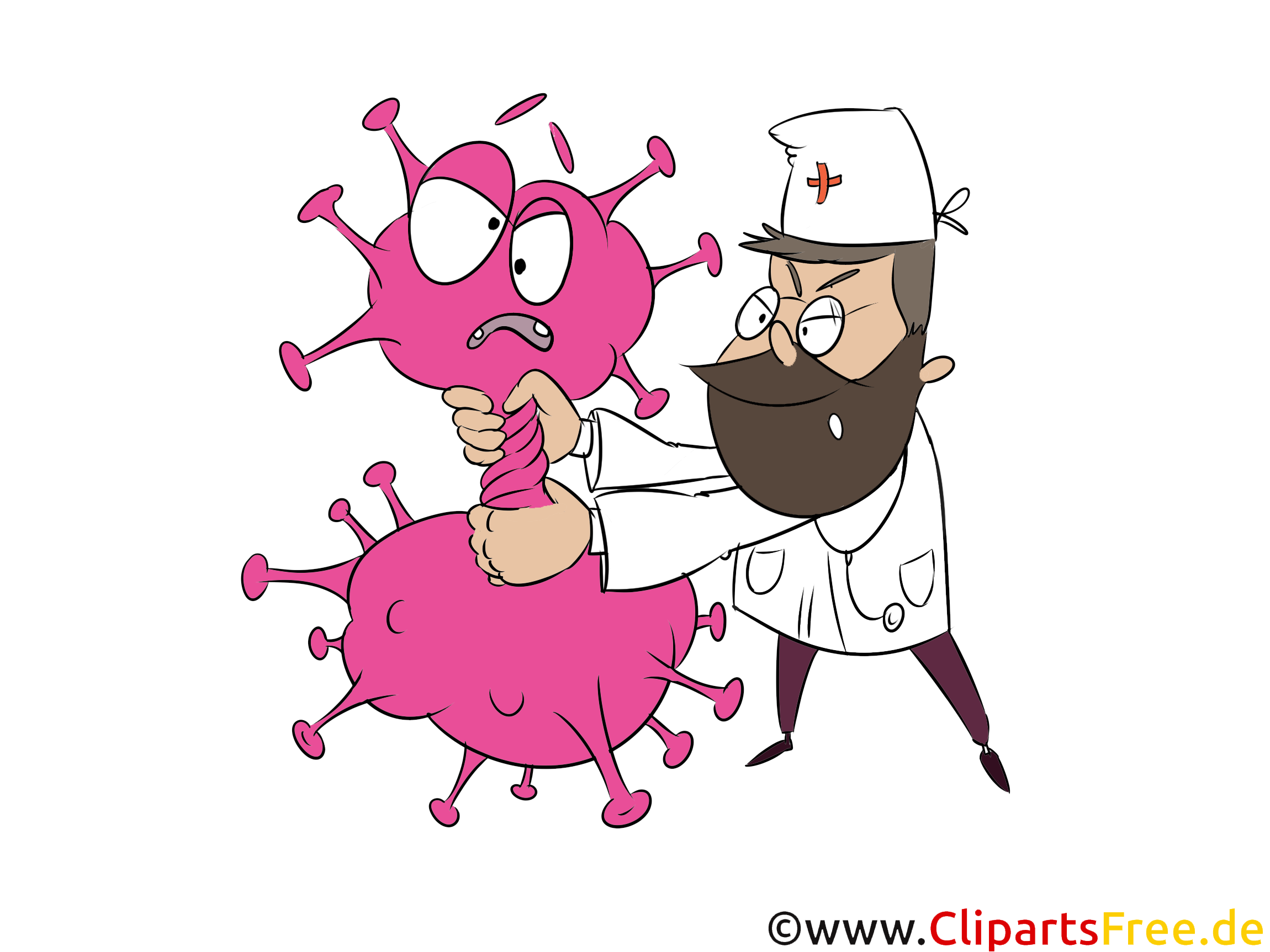 Corona Virus Cliparts - Arzt kämpft gegen Viren Corona Virus Cliparts - Arzt kämpft gegen Viren