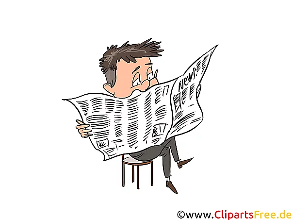 Nachrichten in der Zeitung lesen Clipart, Illustration, Bild