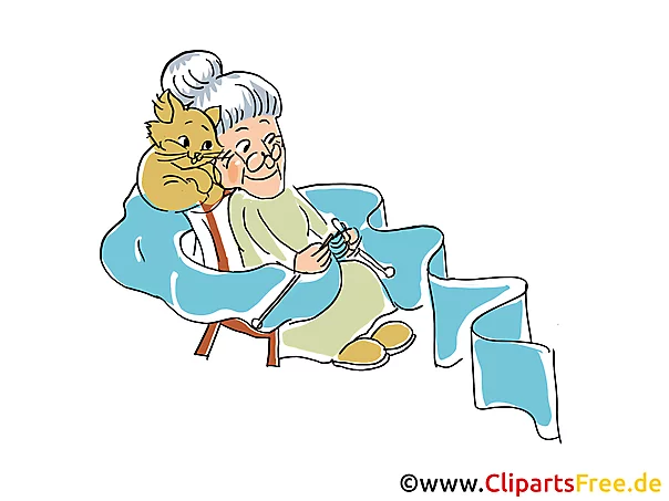 Oma in der Rente Cartoon, Clipart, Bild, Illustration