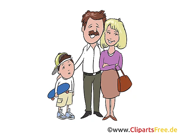 Papa, Mama, Sohn, Familie Clip Art, Illustration, Grafik