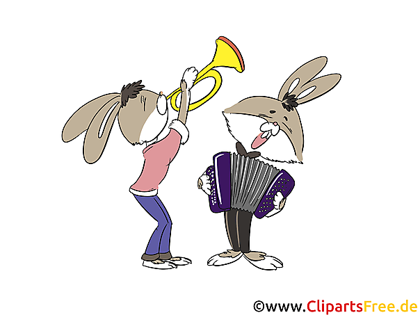 Trompete und Akkordeon spielen Clipart, Bild, Illustration