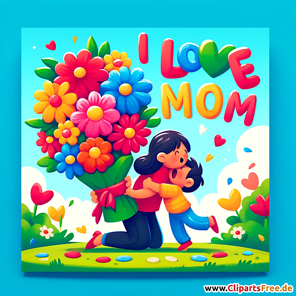 Glückwunschkarte Ich liebe Mama Clipart, Bild