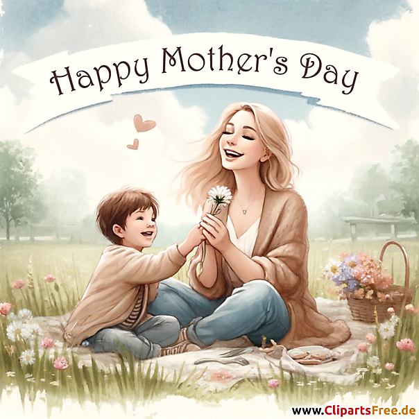 Gratulation zum Muttertag, Sohn und Mutter PNG-Bild