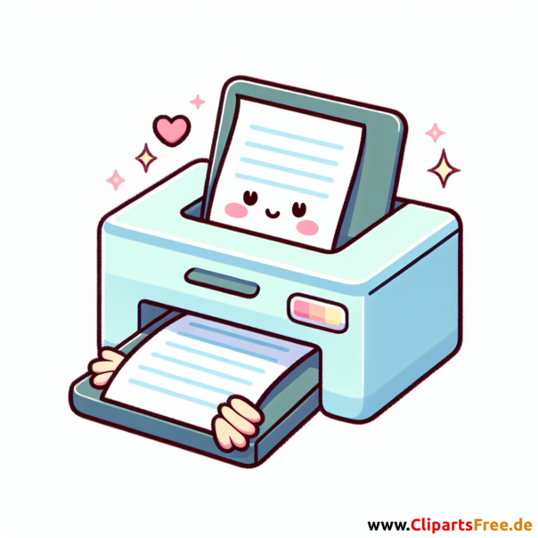 Drucker mit Papier Clipart - Bilder zum Thema Bürobedarf